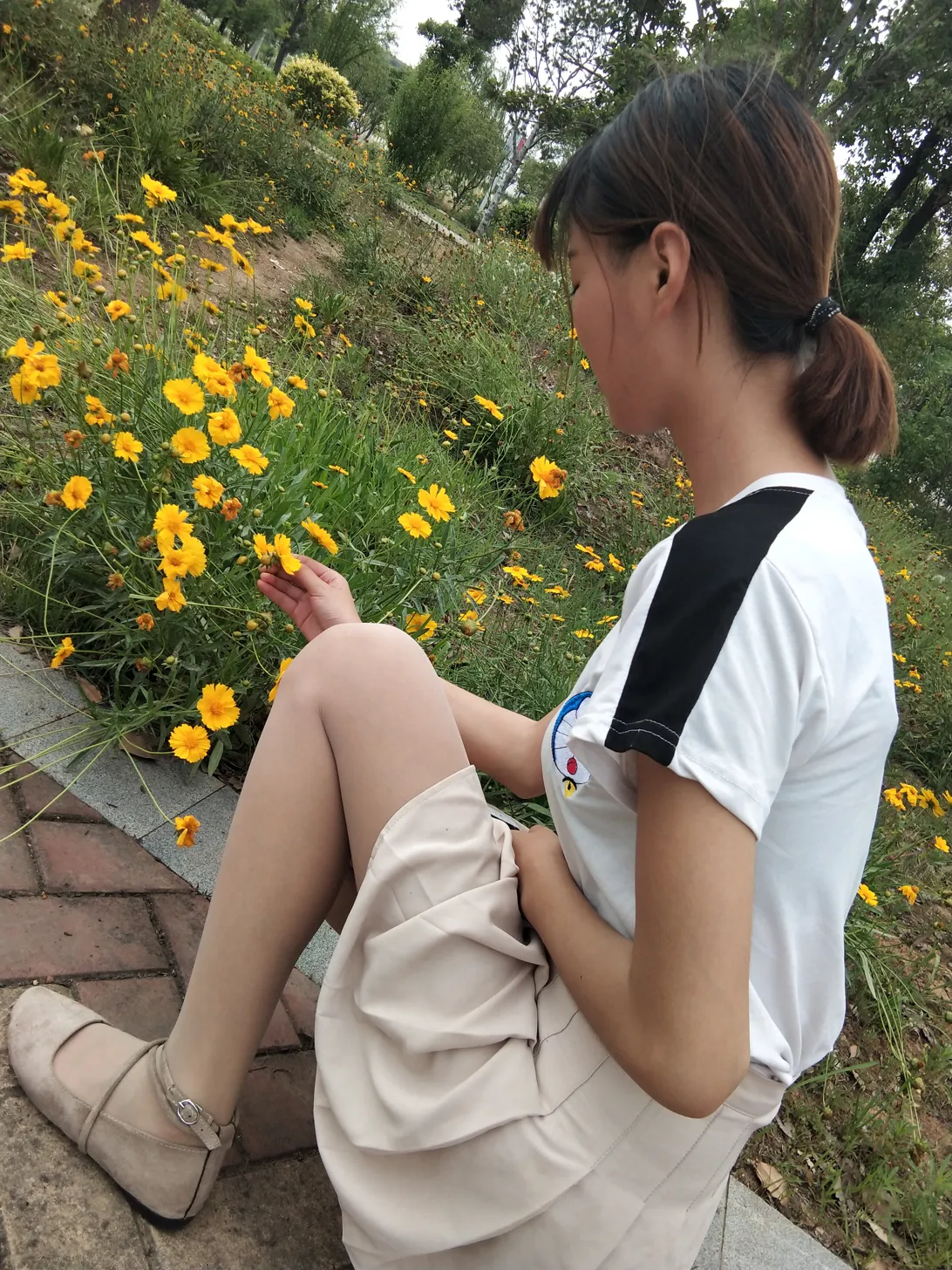 [爱美足] NO.016 肉丝绑带平底鞋 街拍