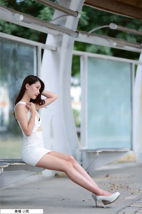 [Mzsock] NO.096 Xiaoyu off-shoulder dress, high heels, beautiful legs, outdoor shot street photography#[100P]-8