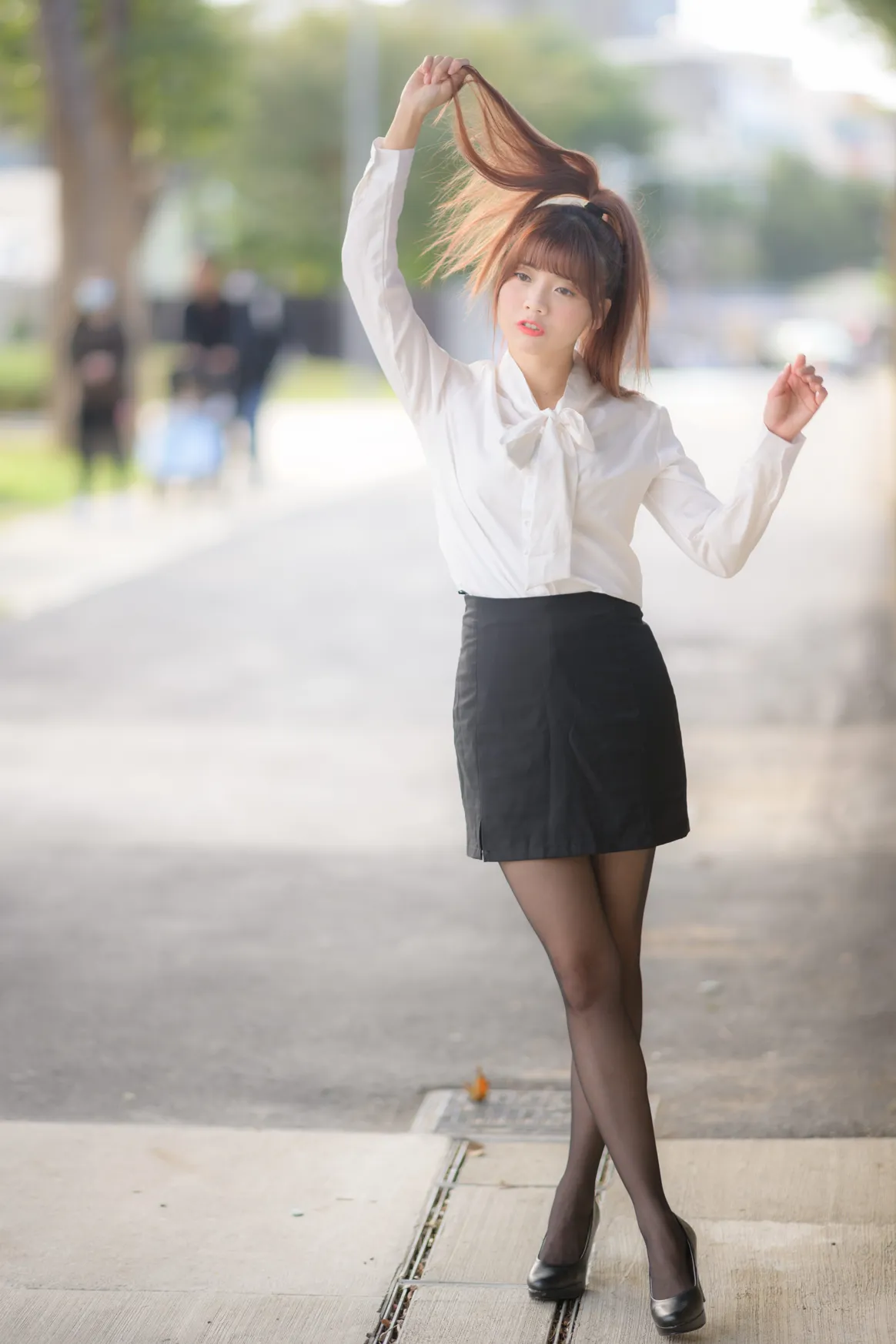 [Mzsock] NO.237 OL black silk uniform high heels street photography#[105P]-4