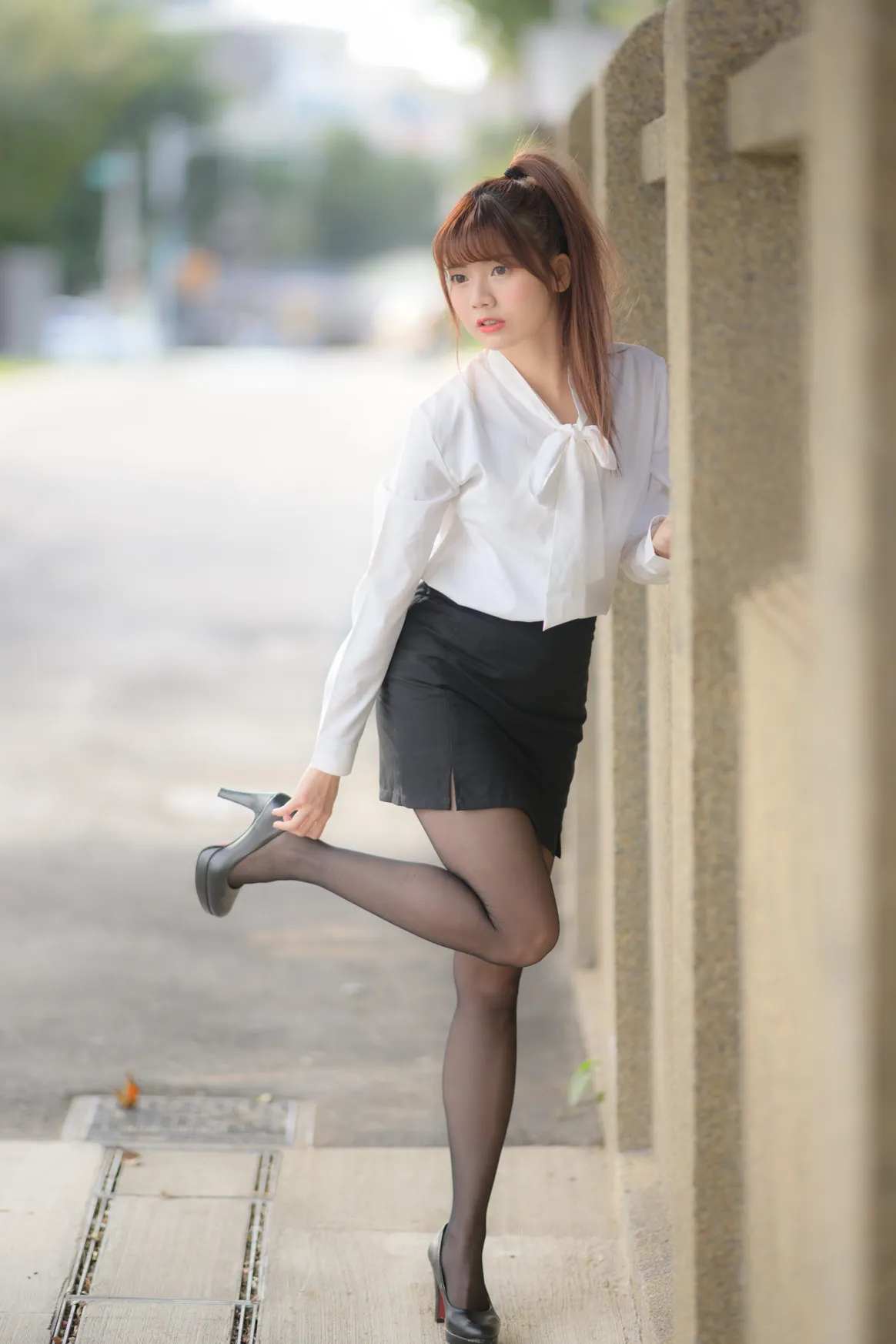 [Mzsock] NO.237 OL black silk uniform high heels street photography#[105P]-6