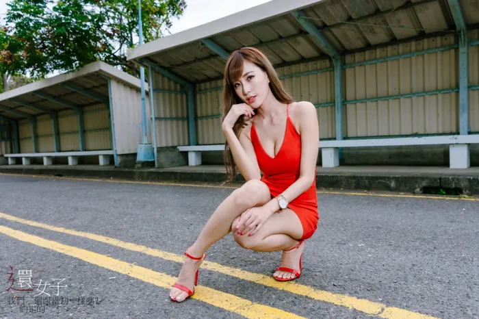 [Mzsock] NO.047 Abby red dress short skirt high heels beautiful legs outdoor shot street photography#[106P]-4