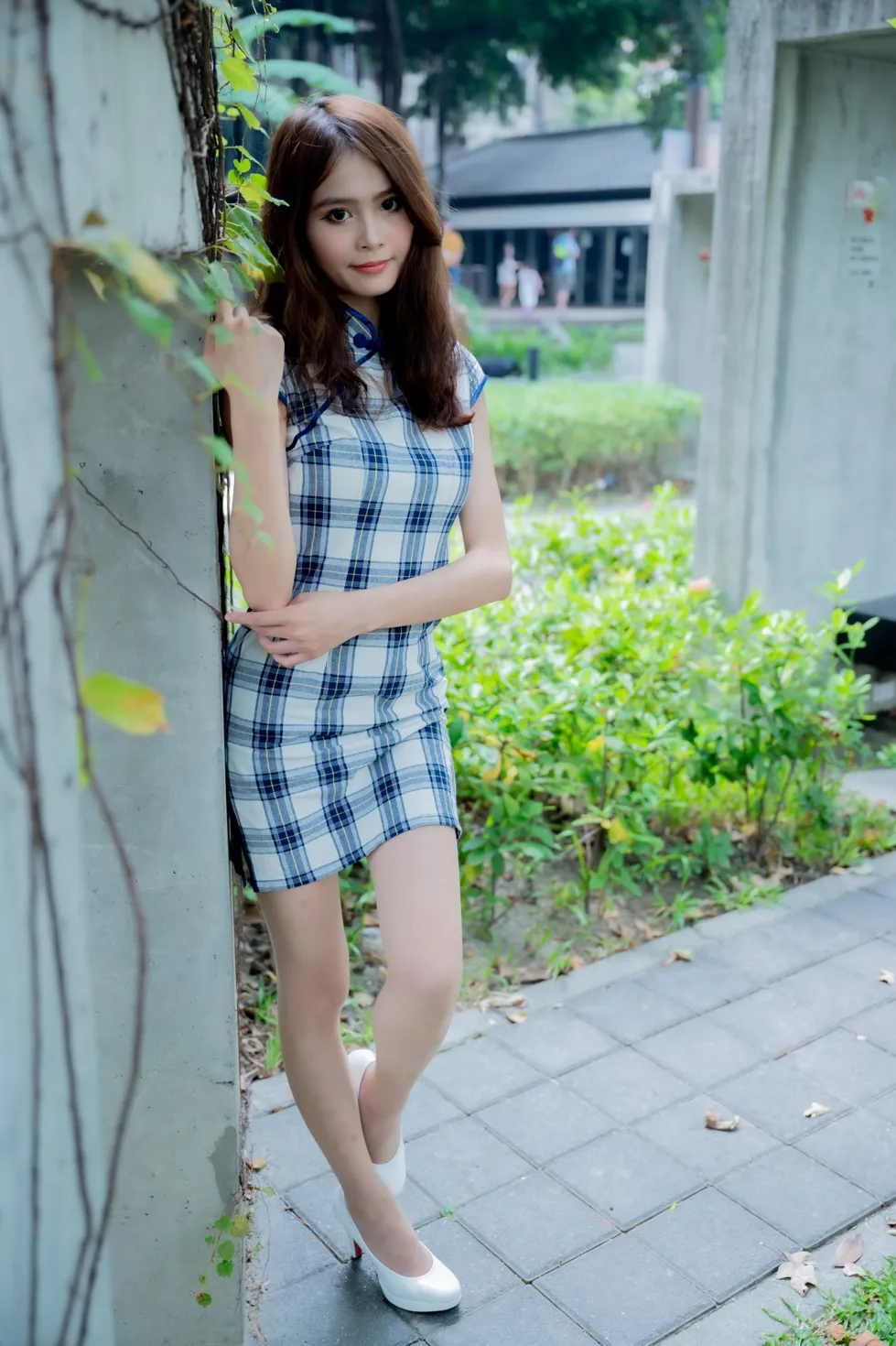 [爱美足] NO.205 何佳欣 格子短旗袍丝袜高跟美腿 街拍#[84P]-27