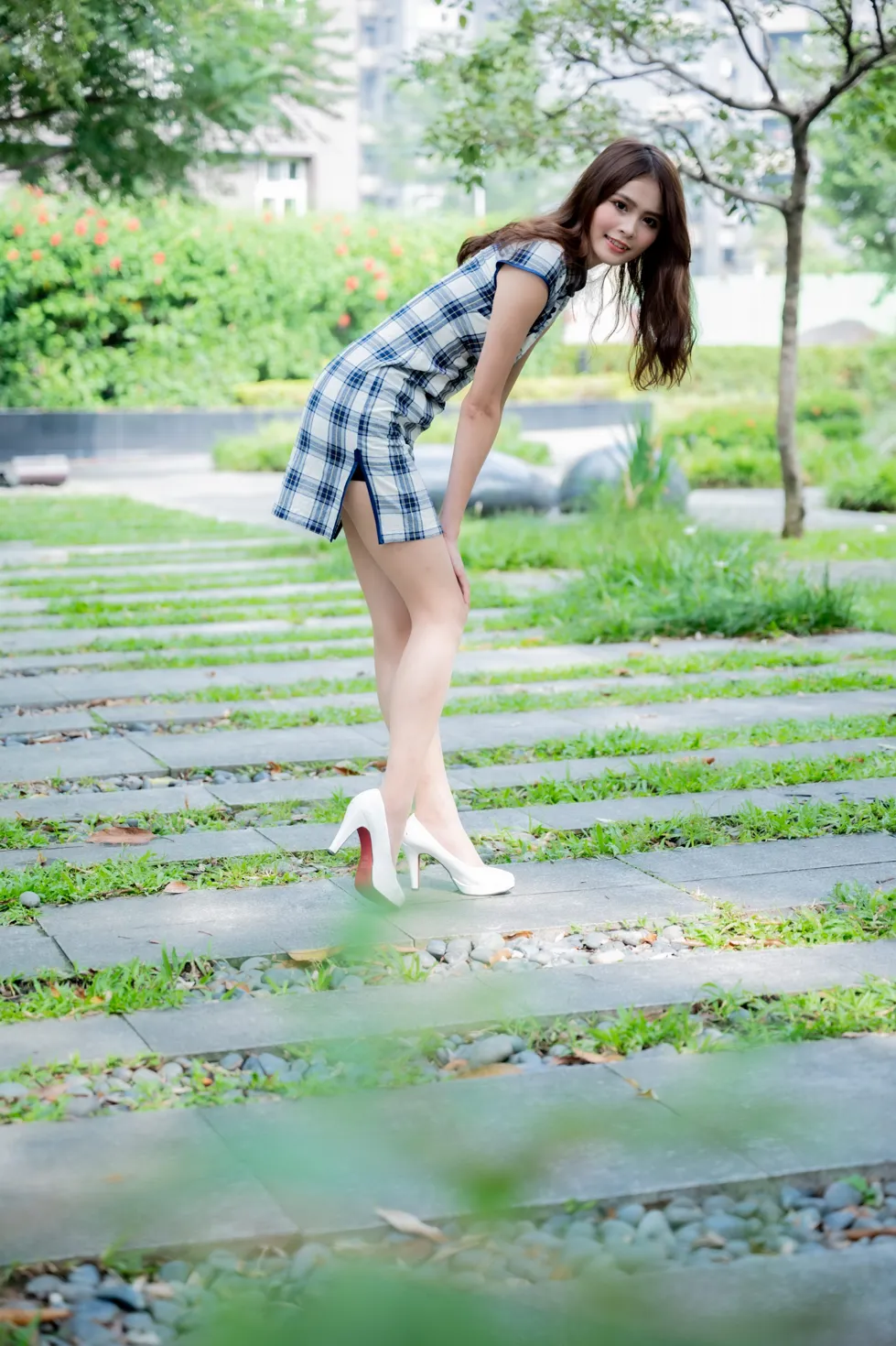 [爱美足] NO.205 何佳欣 格子短旗袍丝袜高跟美腿 街拍#[84P]-8
