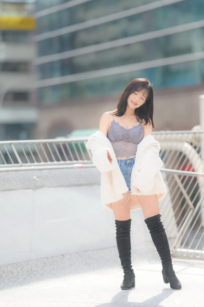 [爱美足] NO.215 YoYo 牛仔短裤长靴 街拍#[105P]-1