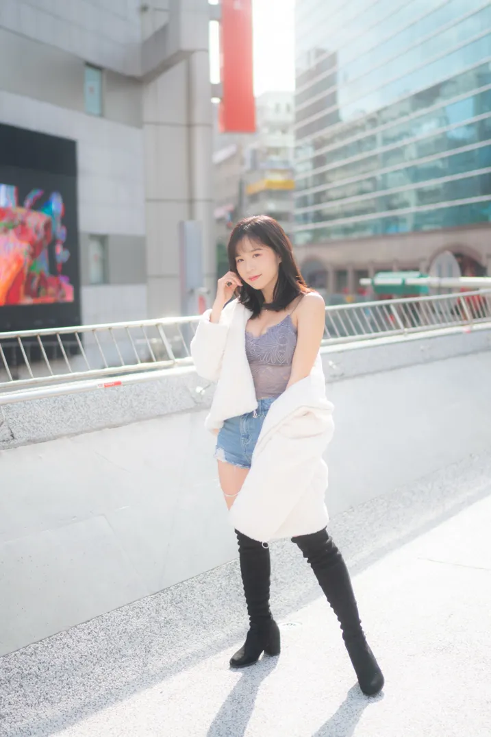 [爱美足] NO.215 YoYo 牛仔短裤长靴 街拍#[105P]-4