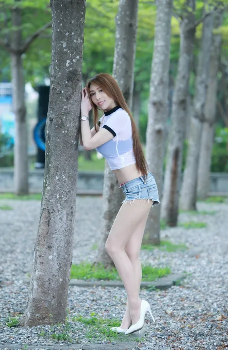 [Mzsock] NO.081 Tingting denim shorts, high heels and beautiful legs, outdoor shot street photography#[79P]-3
