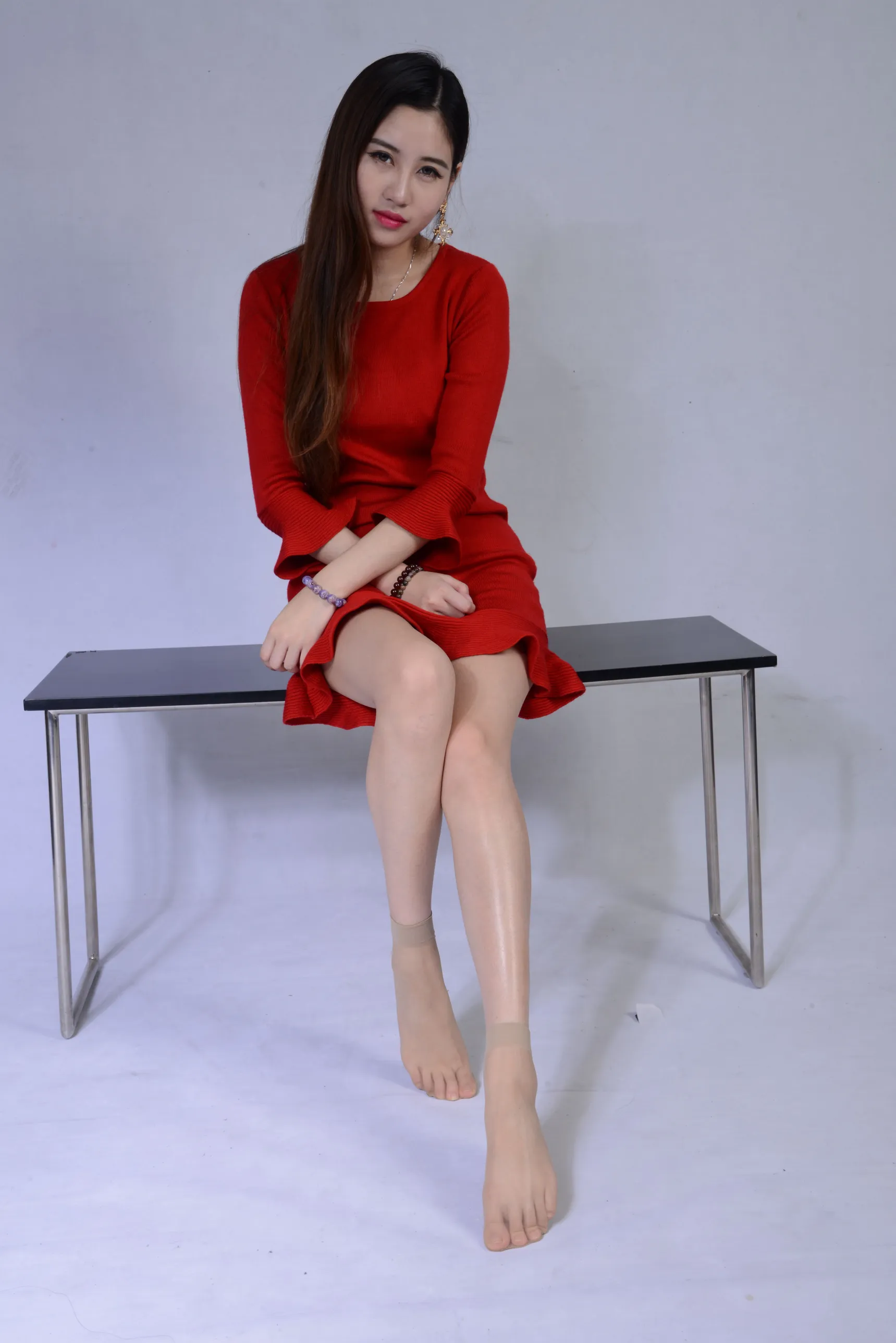 [爱美足] NO.123 红色包臀裙短丝 街拍#[48P]-4